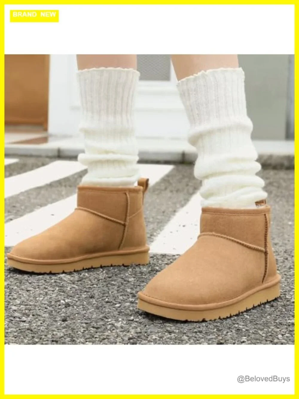 Genuine Suede Ankle Snow Boots with Cozy Fur Lining